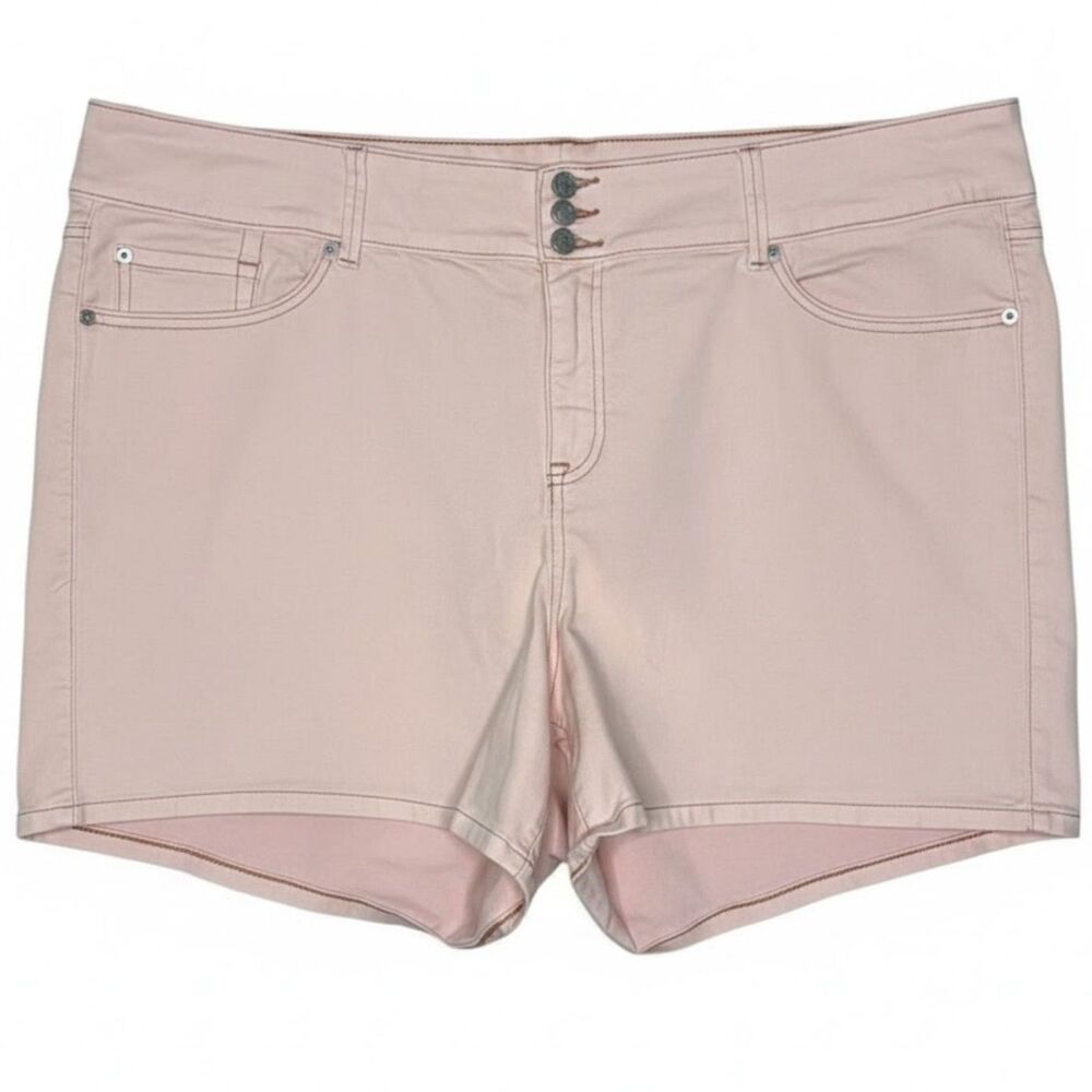 TORRID PALE DOGWOOD HIGH RISE STRETCH SUPER SOFT JEGGING MID SHORTS SIZE 26